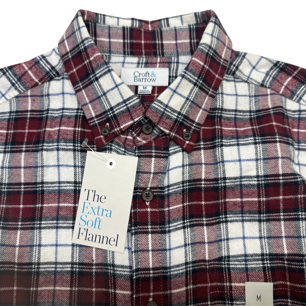 Men’s Croft & Barrow New w/Tags Maroon & Navy Plaid Flannel Shirt